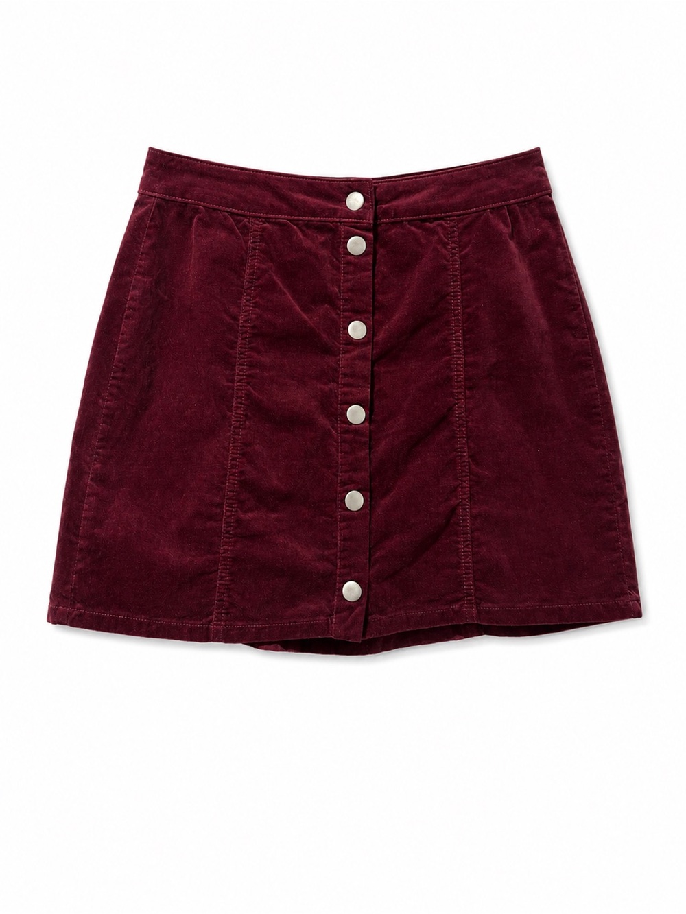 Brandy Melville Burgundy Corduroy Button-Front Mini Skirt Women’s Medium